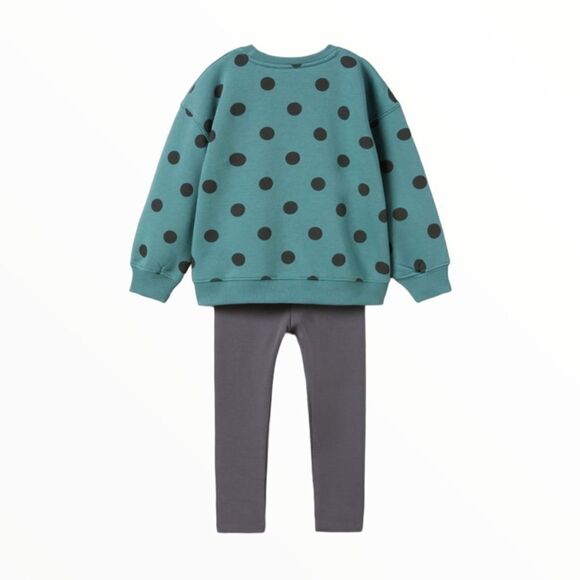ZARA Kids | Green | SWEATSHIRT AND LEGGINGS POLKA DOT SET - Picture 3 of 6